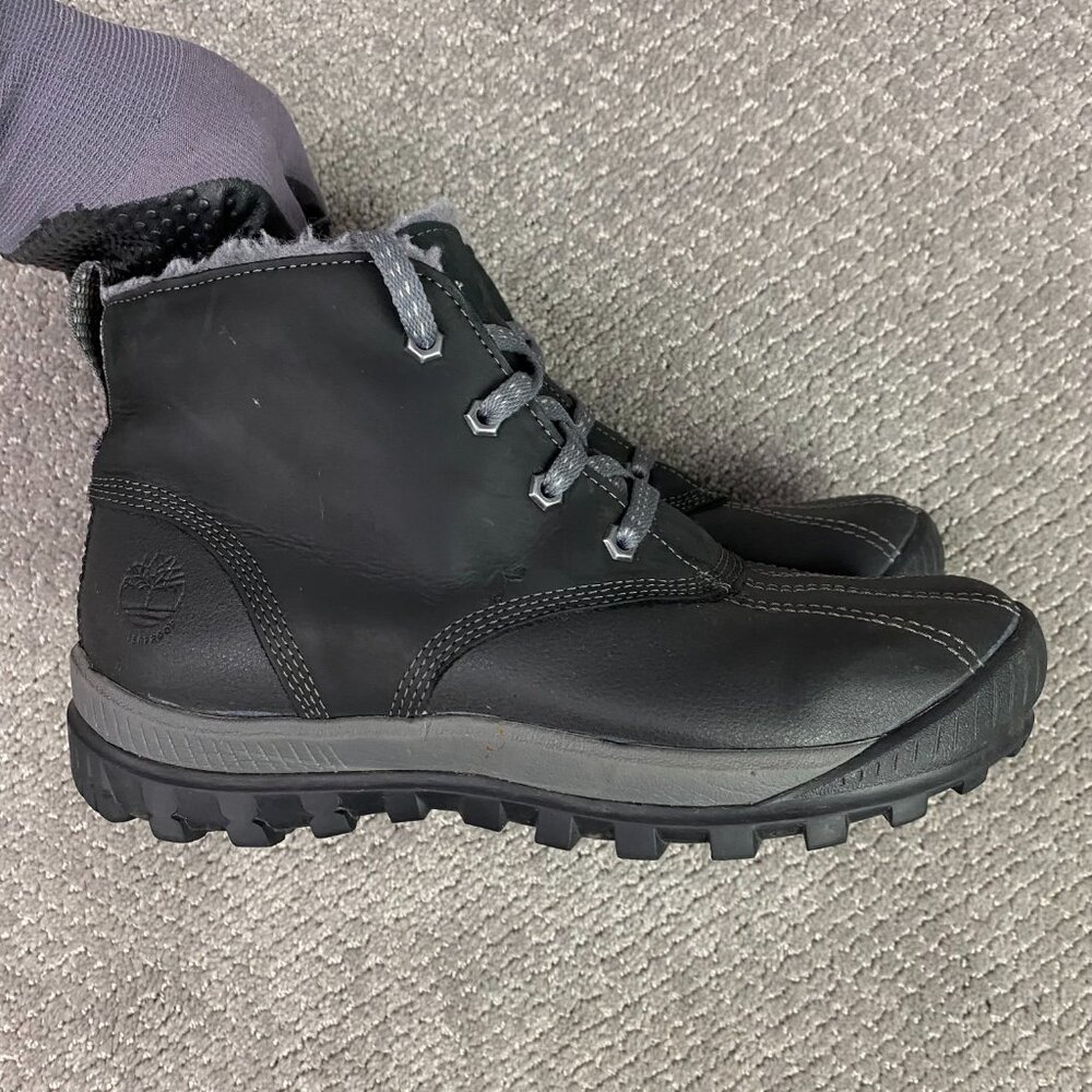 Timberland MT Hayes Boots Women's 9 Black Leather Winter Waterproof Primaloft